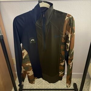NIKE x SACAI sz L NRG Half Zip Running Jacket Navy Green Camouflage Long Sleeve